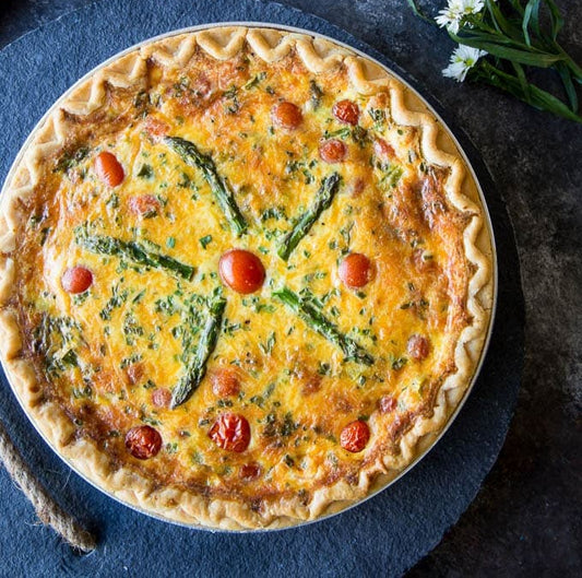 Chevre, Roasted Tomato & Asparagus Quiche