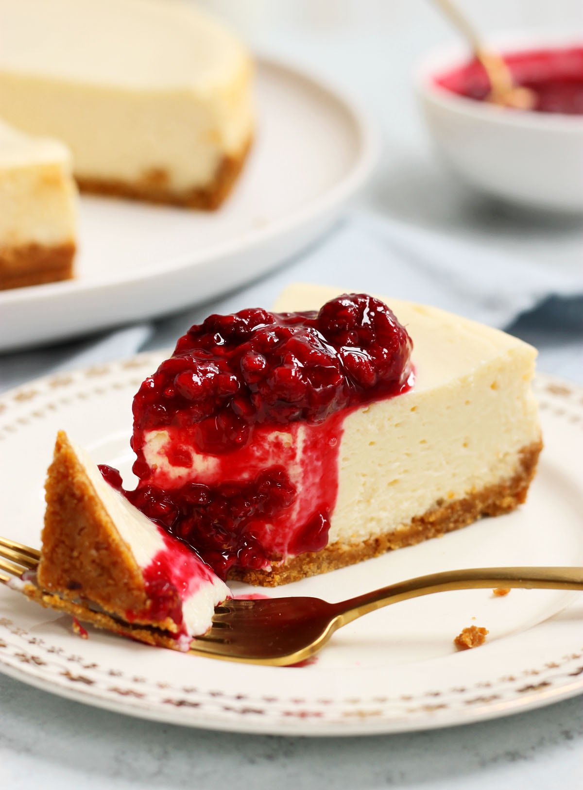 New York Ricotta Cheesecake with Berry Compote