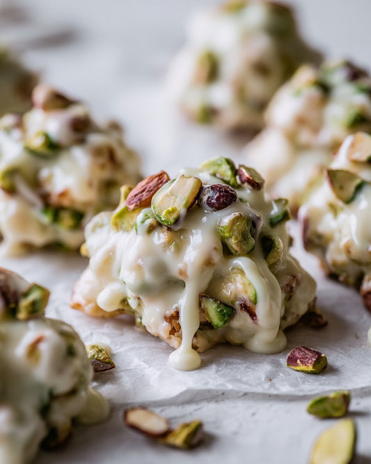 White Chocolate Pistachio Snowflakes